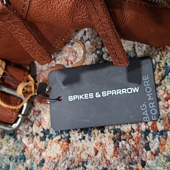 Spikes & Sparrow Sling Bag Leather Crossbody Waist Cognac Belt Pouch - Picture 3 of 6